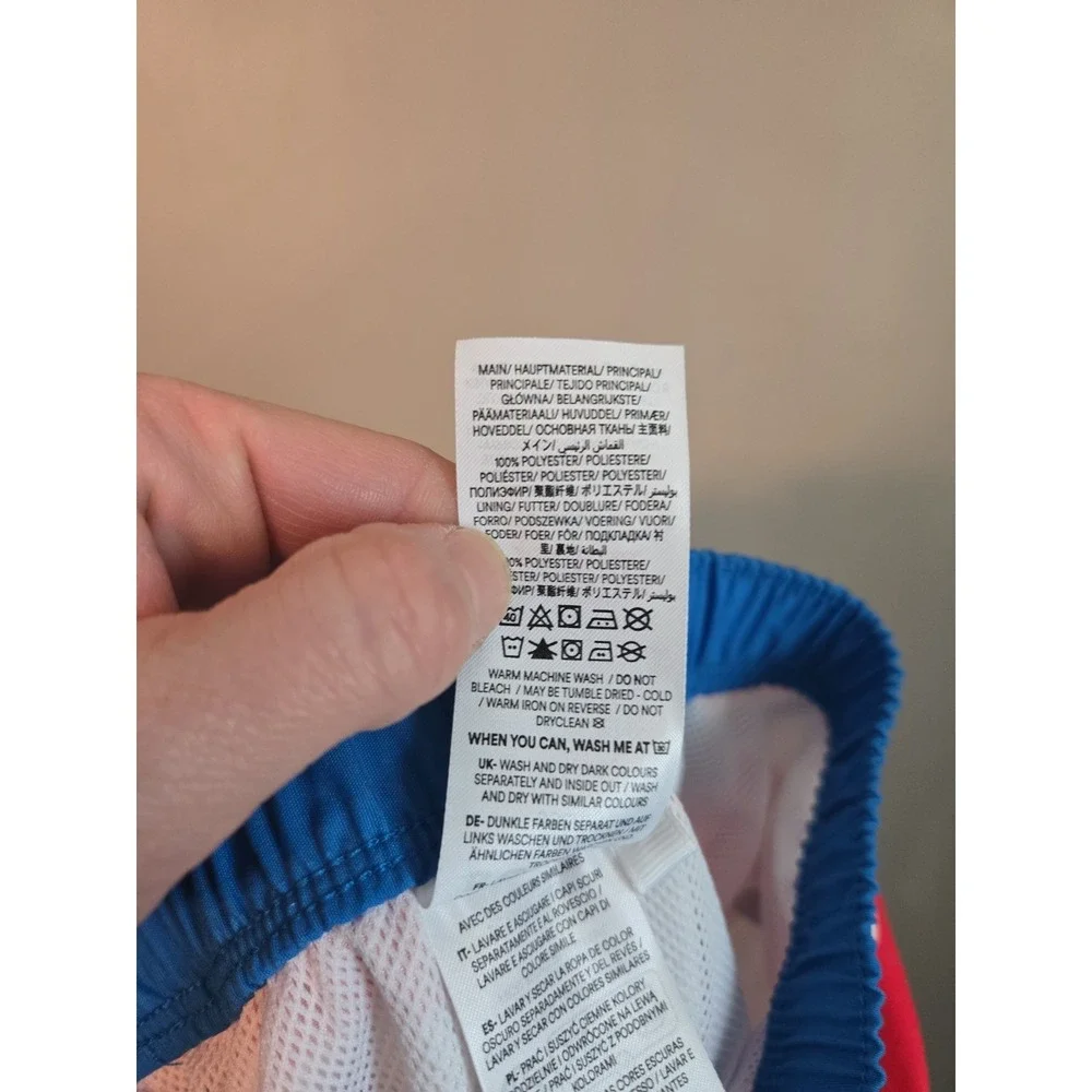 Mini Boden Swim Trunks Boys 2-3 Years Red White Blue Whale Print Drawstring Mesh